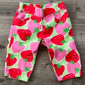 Gymboree Girls Strawberry Print Pink Red Green Capris 2T